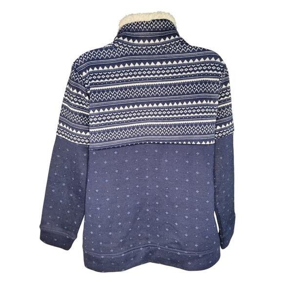 St Johns Bay Navy/Wht Fleece Neck Women Sweater Sz L - Picture 2 of 3